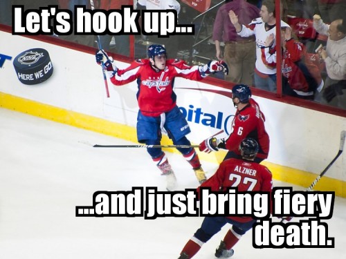 Let's hook up and just bring fiery death.